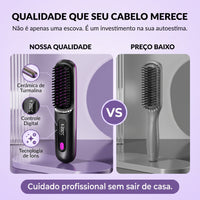 Escova alisadora sem fio com ions negativos modelador 2 em 1